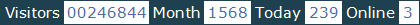 總訪客數：246844、本月訪客數：1568、今日訪客：239、線上人數：3