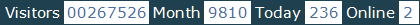 總訪客數：267526、本月訪客數：9810、今日訪客：236、線上人數：2