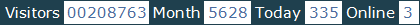 總訪客數：208763、本月訪客數：5628、今日訪客：335、線上人數：3