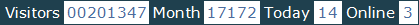 總訪客數：201347、本月訪客數：17172、今日訪客：14、線上人數：3